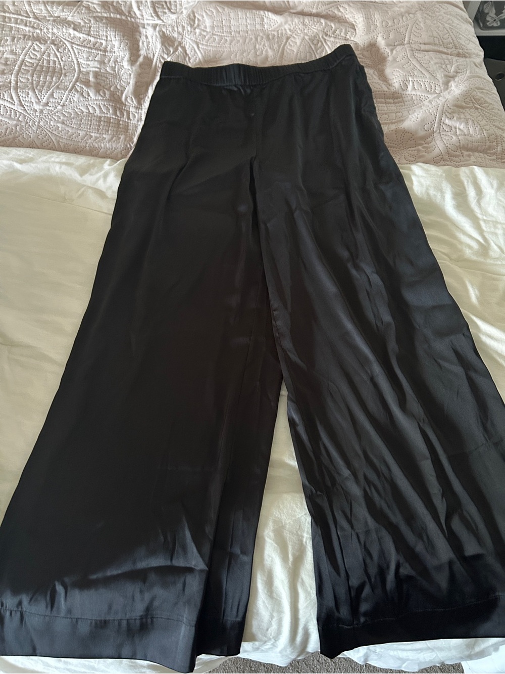 The Drop Satin Pants - Black -Large